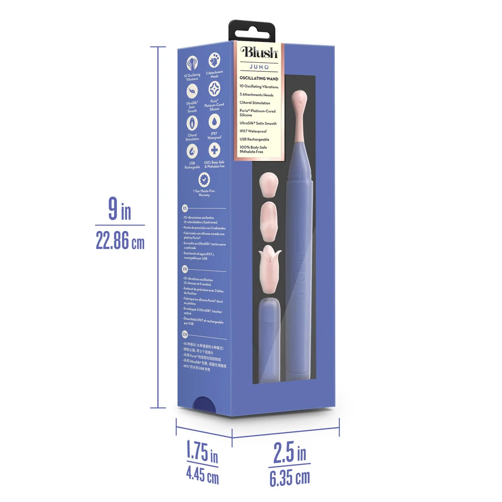 Blush Juno Oscillating Wand Clitoral Vibrator with 3 Attachments