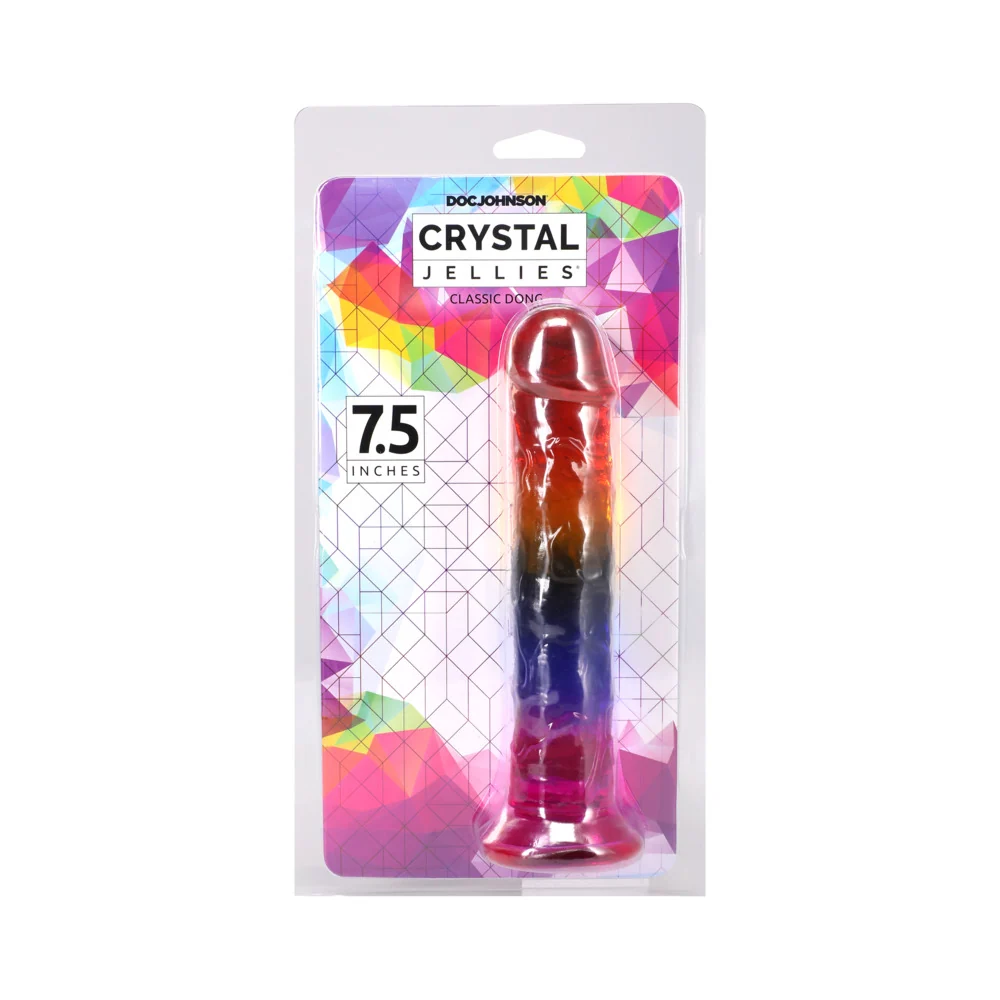 Doc Johnson Crystal Jellies Rainbow 7.5" Dong Flexible Dildo