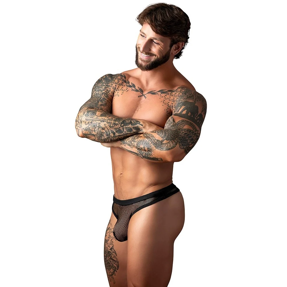 Male Power Fishnet 2.0 Bong Thong for Men with Cotton Rib Trim