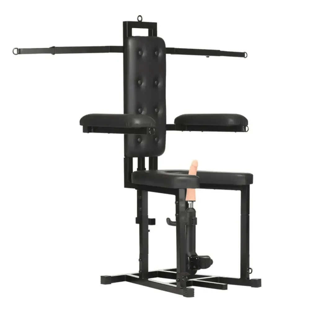 Master Series Enforcer Bondage Chair with Sex Machine and Seven D-Rings