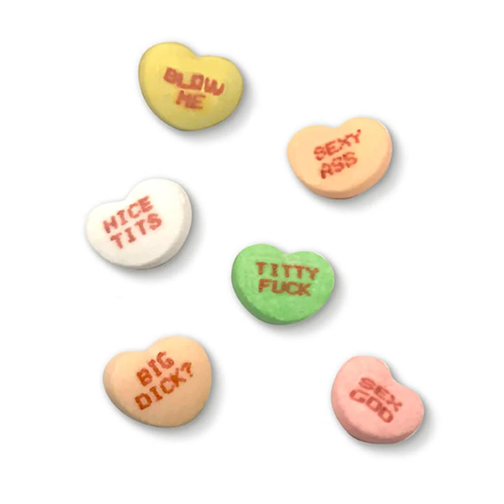 Little Genie X-Rated Valentines Candy Hearts with Risqué Messages