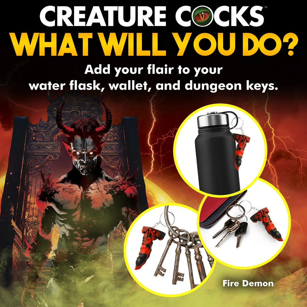 Creature Cocks Fire Demon Keychain in Body-Safe Silicone