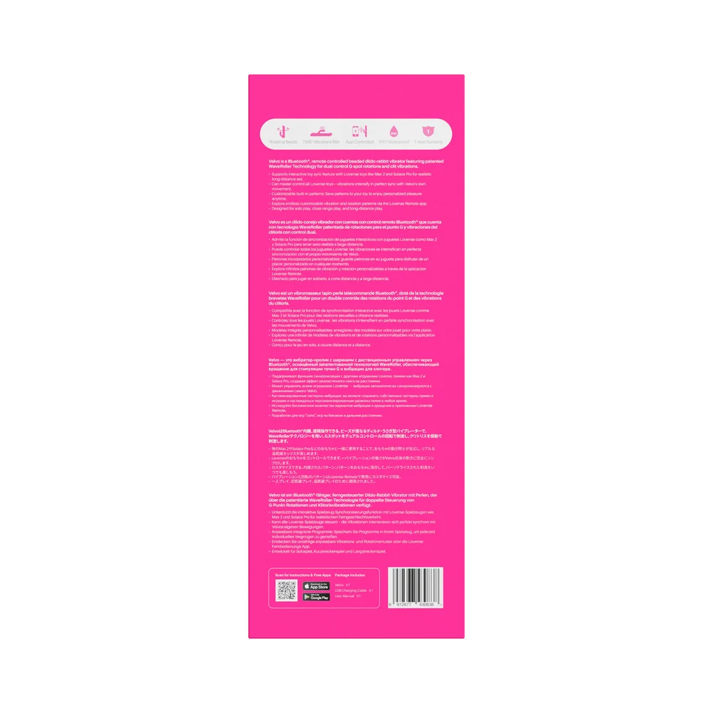 Lovense Velvo App-Controlled Rabbit Vibrator with Rolling Beads and NeoSpin
