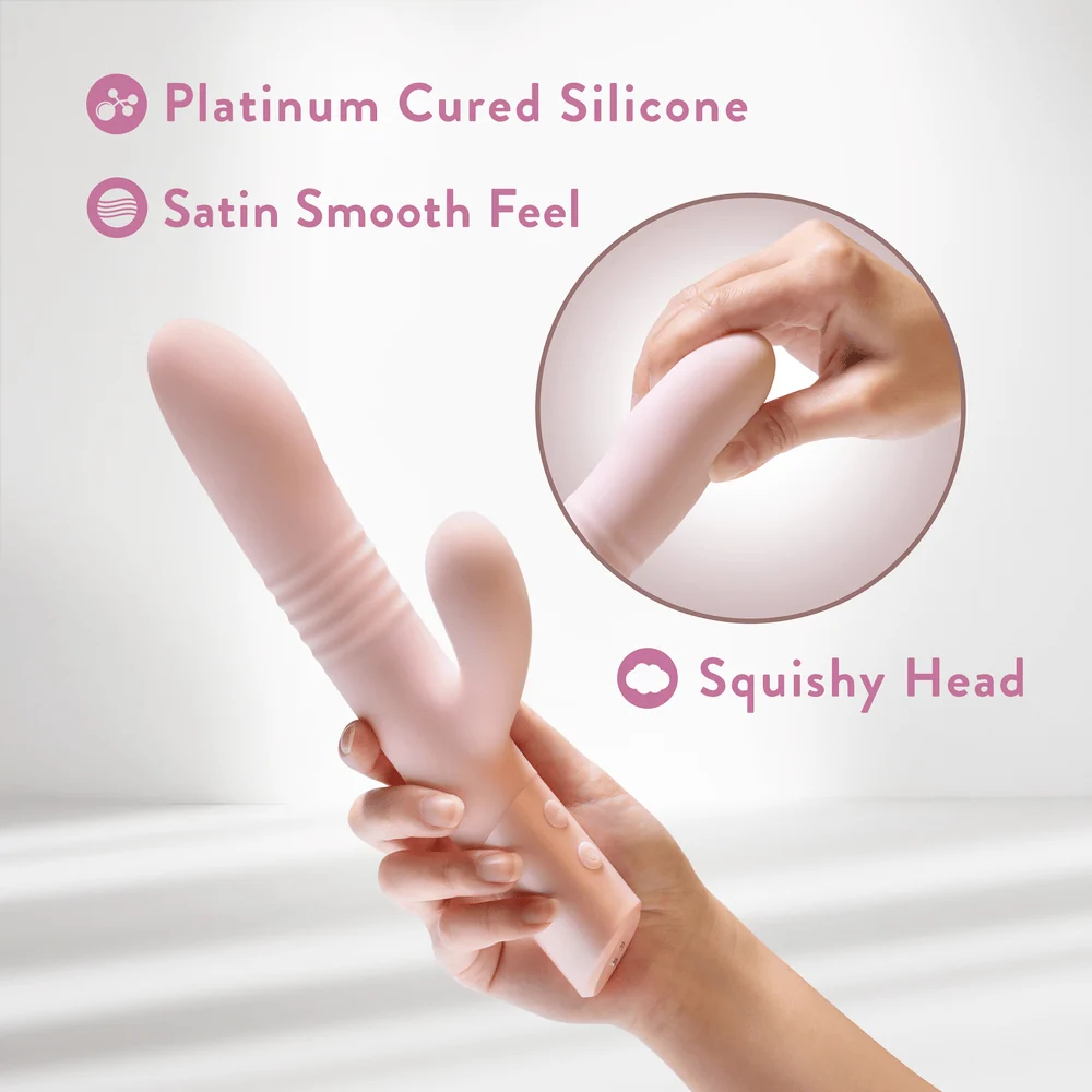 Blush Fraya Pink Rabbit Vibrator with Dual Stimulation and Thrusting Shaft