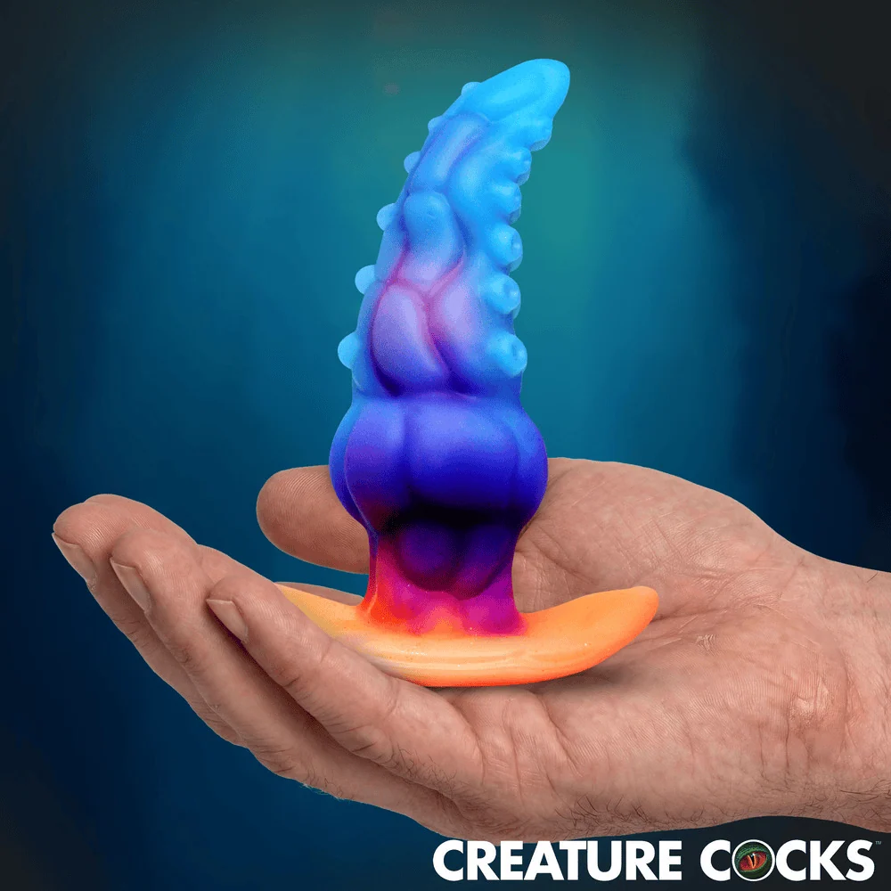 Creature Cocks Glowtopus Glow-in-the-Dark Silicone Butt Plug with Sculpted Ridges