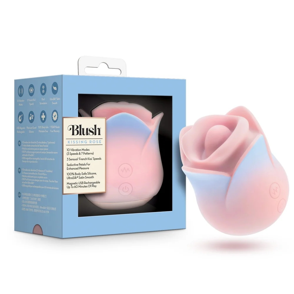 Blush Kissing Rose Tongue Clitoral Vibrator with 10 Modes