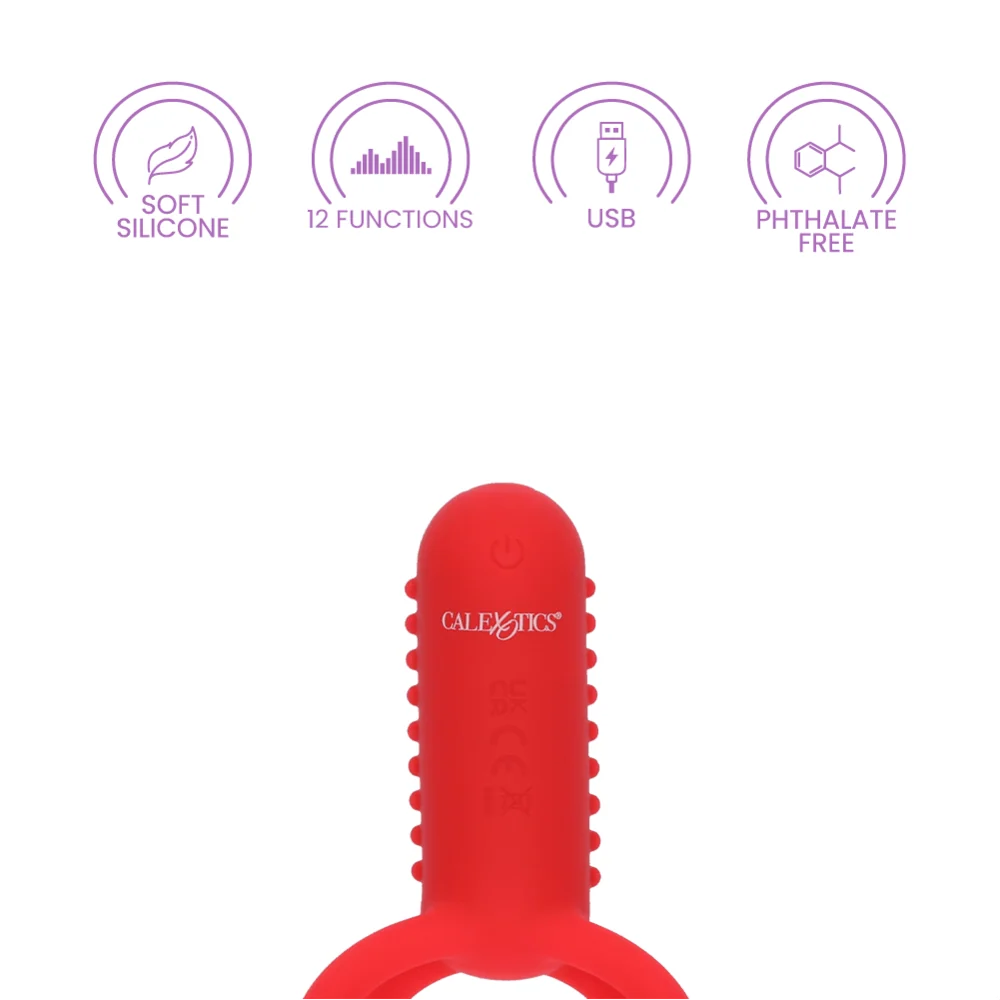 CalExotics Silicone Rechargeable Vertical Dual Enhancer Cock Ring