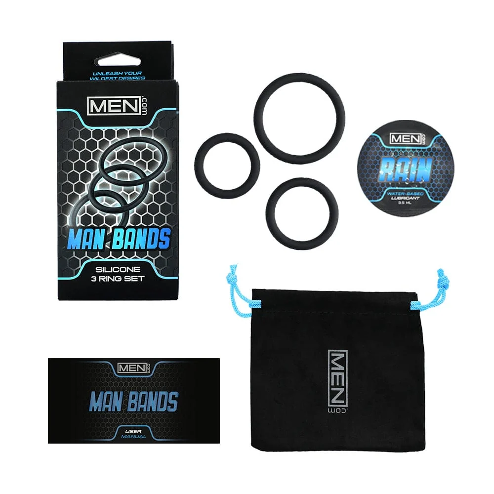 Men.com Man Bands 3pc Silicone Cock Ring Set