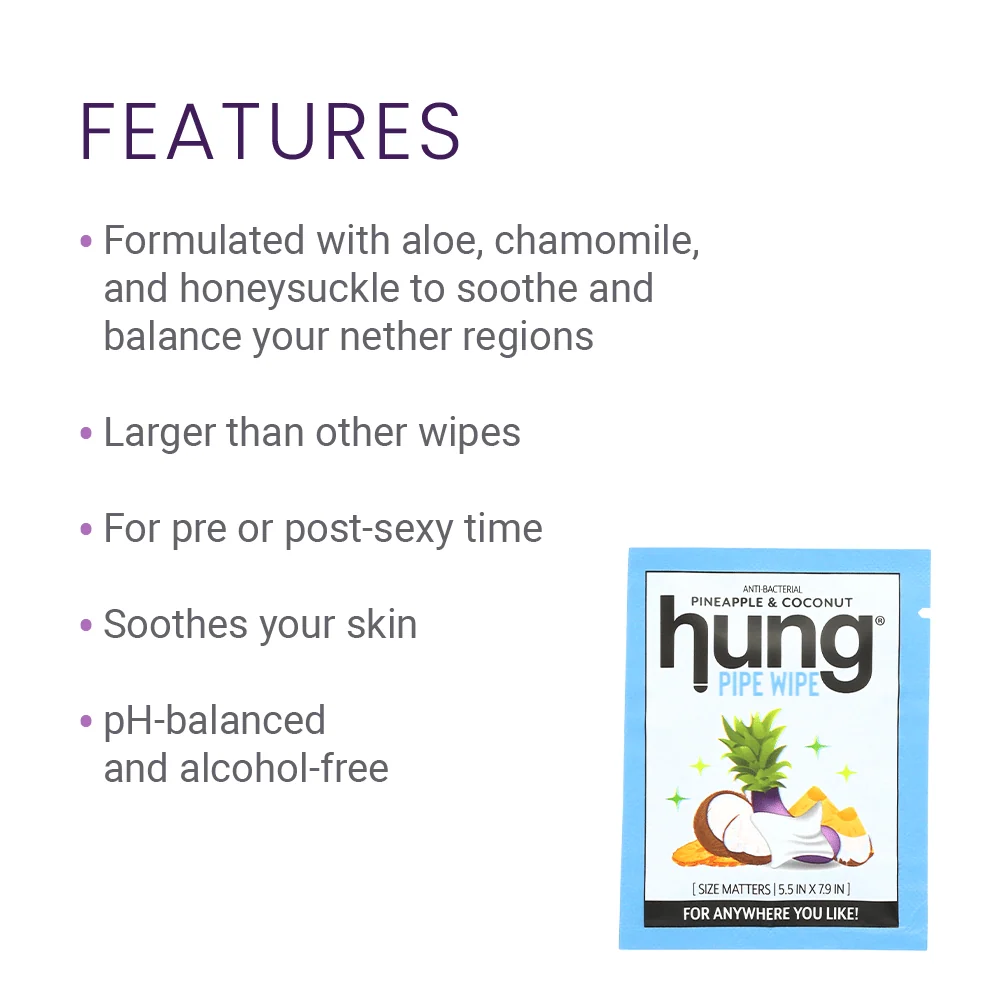 HUNG Pipe Wipes 16 Count for Men, Travel-Friendly Hygiene Wipes