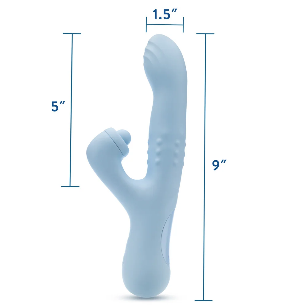 Blush Collection Devin Rabbit Vibrator with Sliding Shaft and Clit Massager