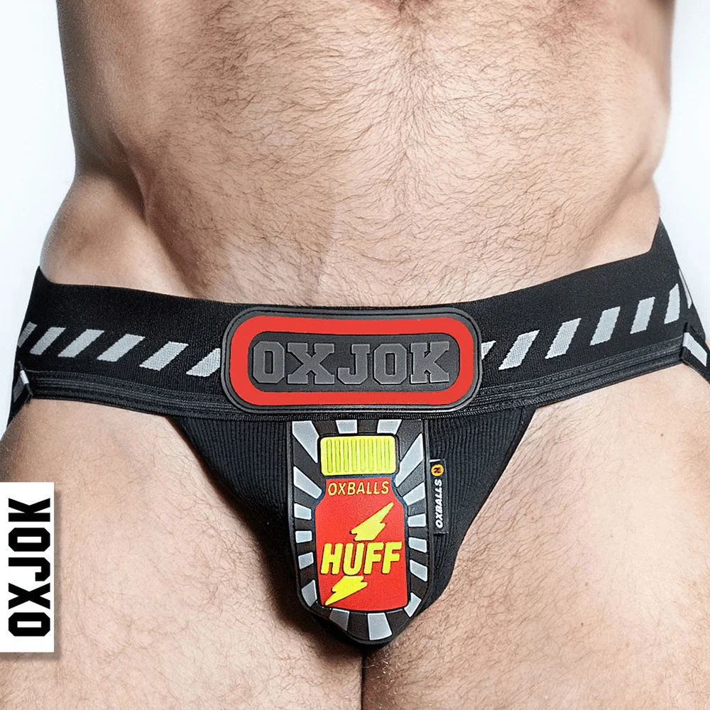 OXJOK Popperjock 3D Rubber Patch Jockstrap with Stash Pocket and Cockrings