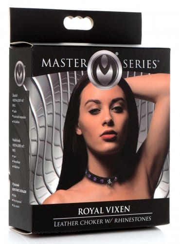 Master Series 皮革项圈，闪耀水钻