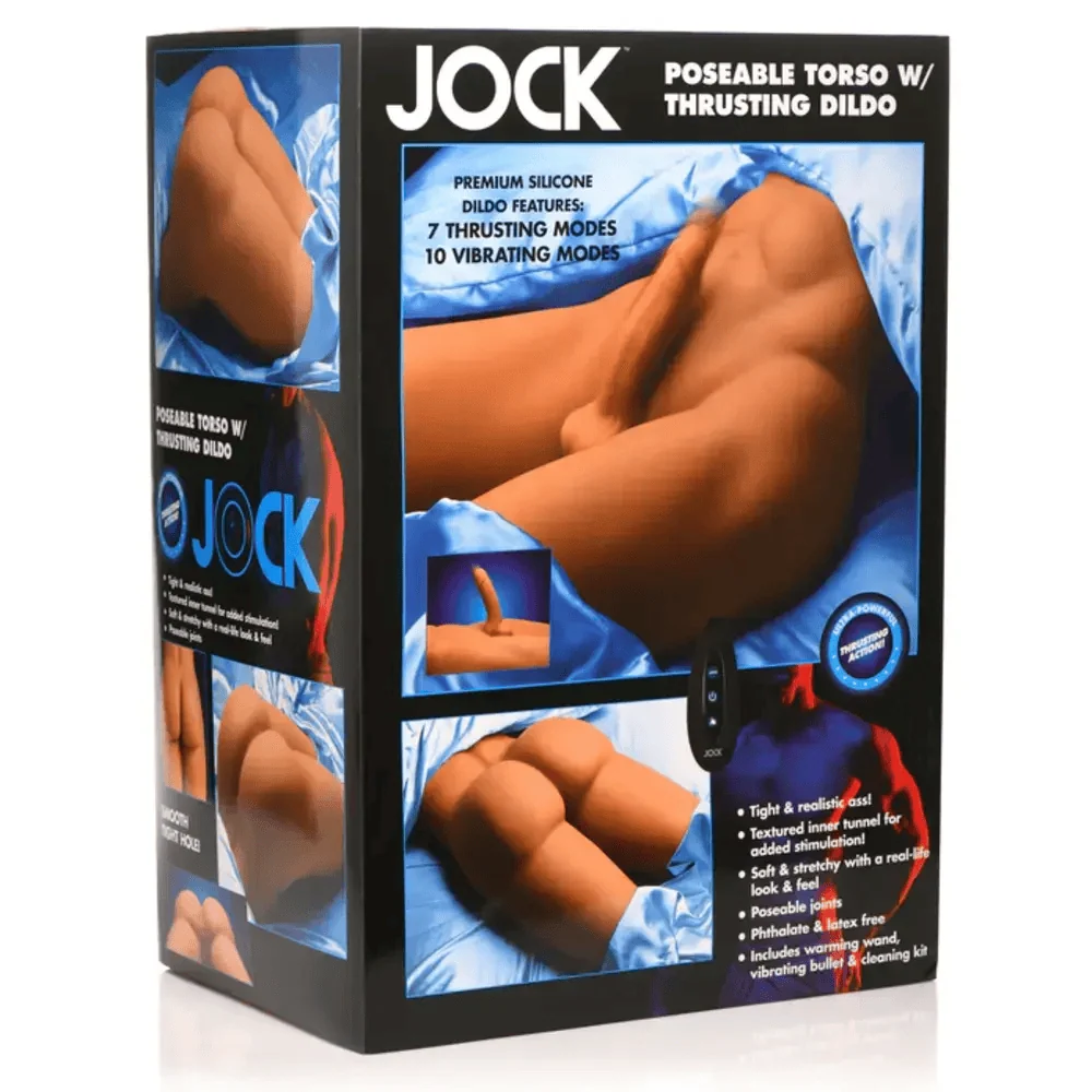 Jock Poseable Torso Sex Doll with Warming Thrusting Dildo and Remote