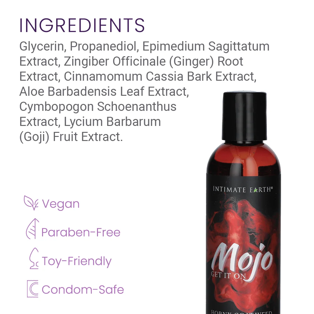 Mojo Horny Goat Weed 淫羊藿 libido 温热润滑液 4oz，适用于按摩和玩具