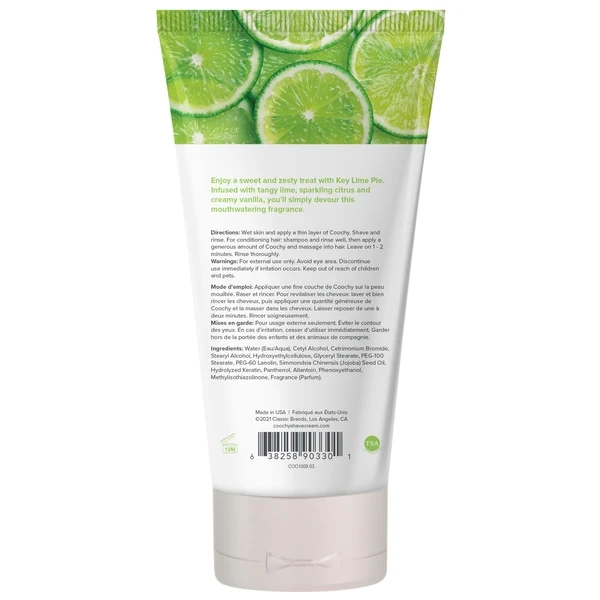 Coochy Shave Cream Key Lime Pie Scent for Bikini, Underarms and Legs