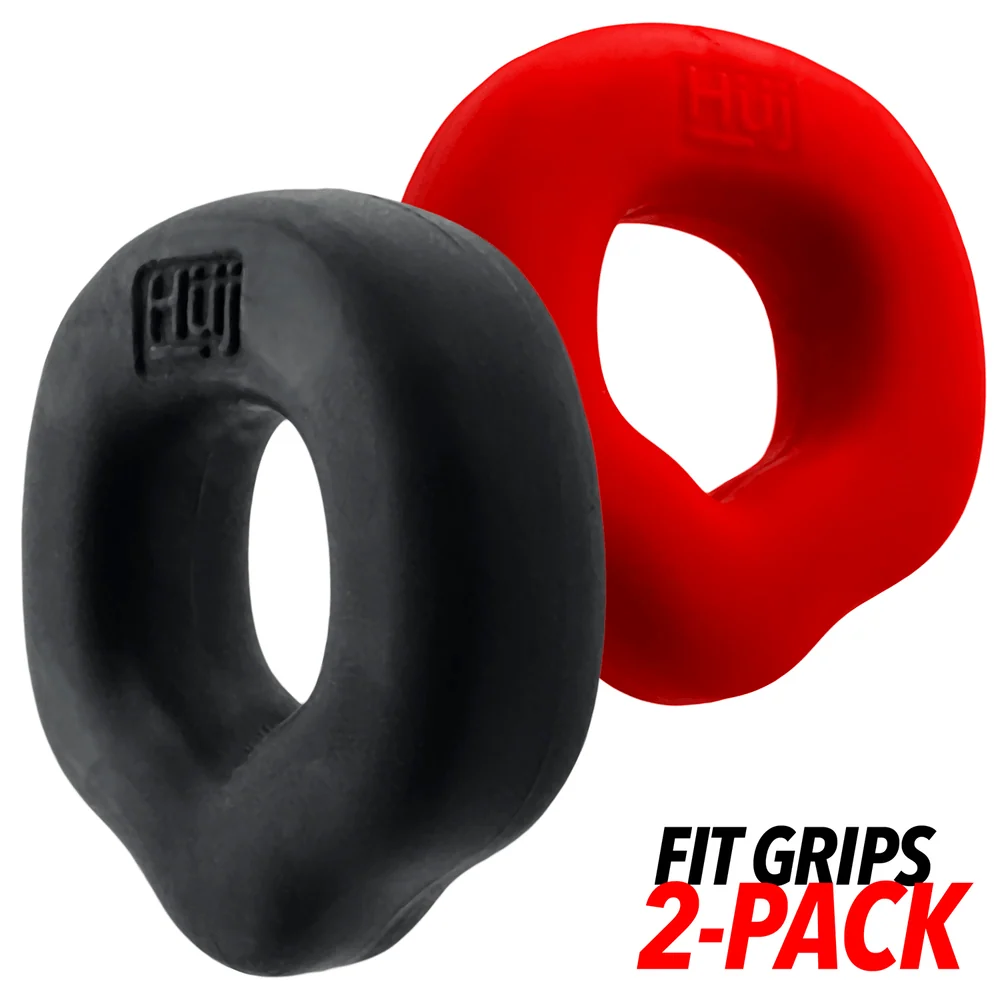 Oxballs Hunky Junk Fit Grips 阴茎环 2 只装 黑色和红色