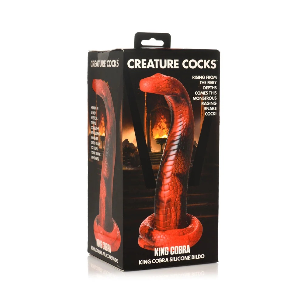 Creature Cocks King Cobra Red and Black Silicone Snake Dildo