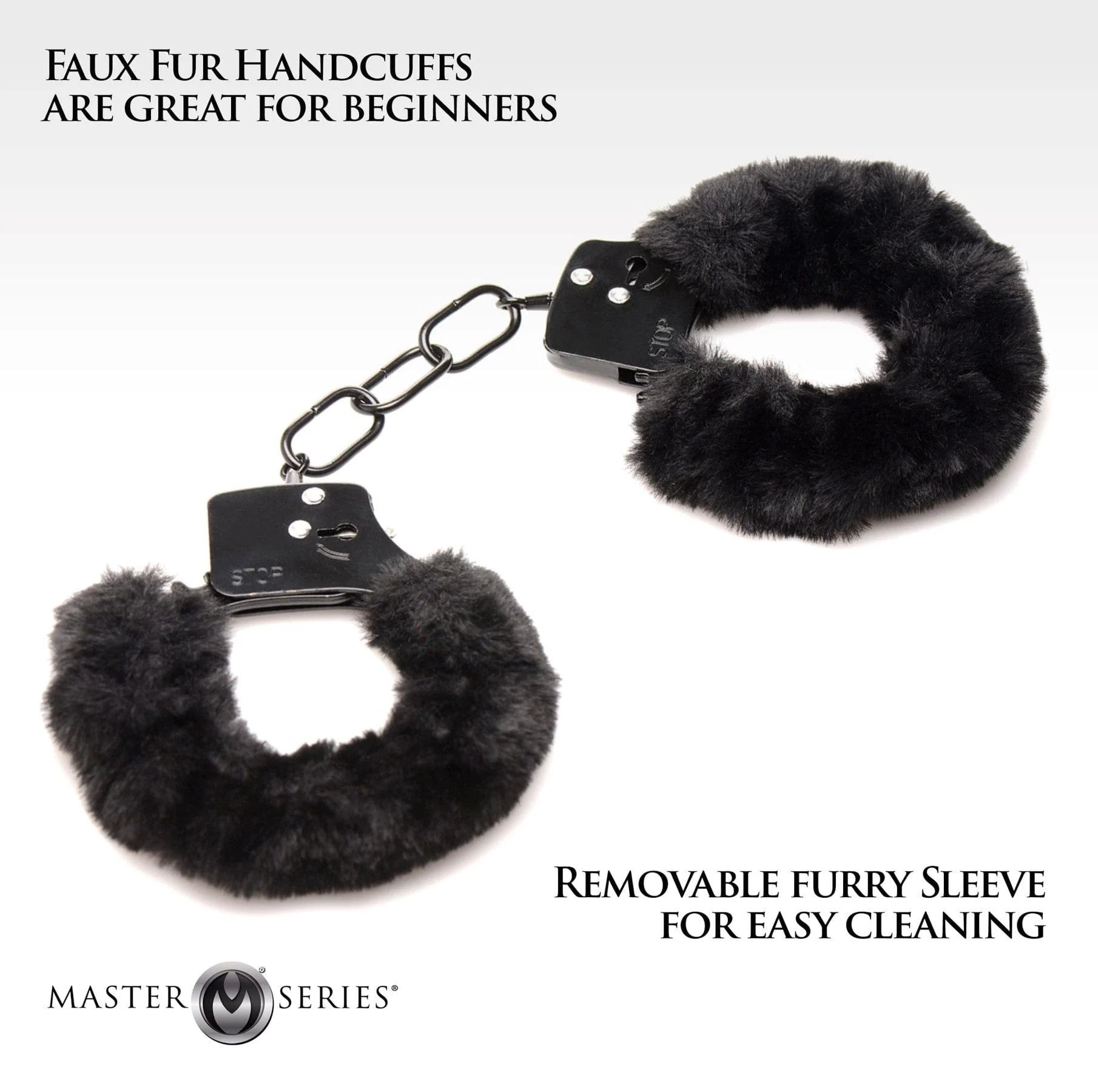 Master Series Furry Handcuffs In Red Faux Fur