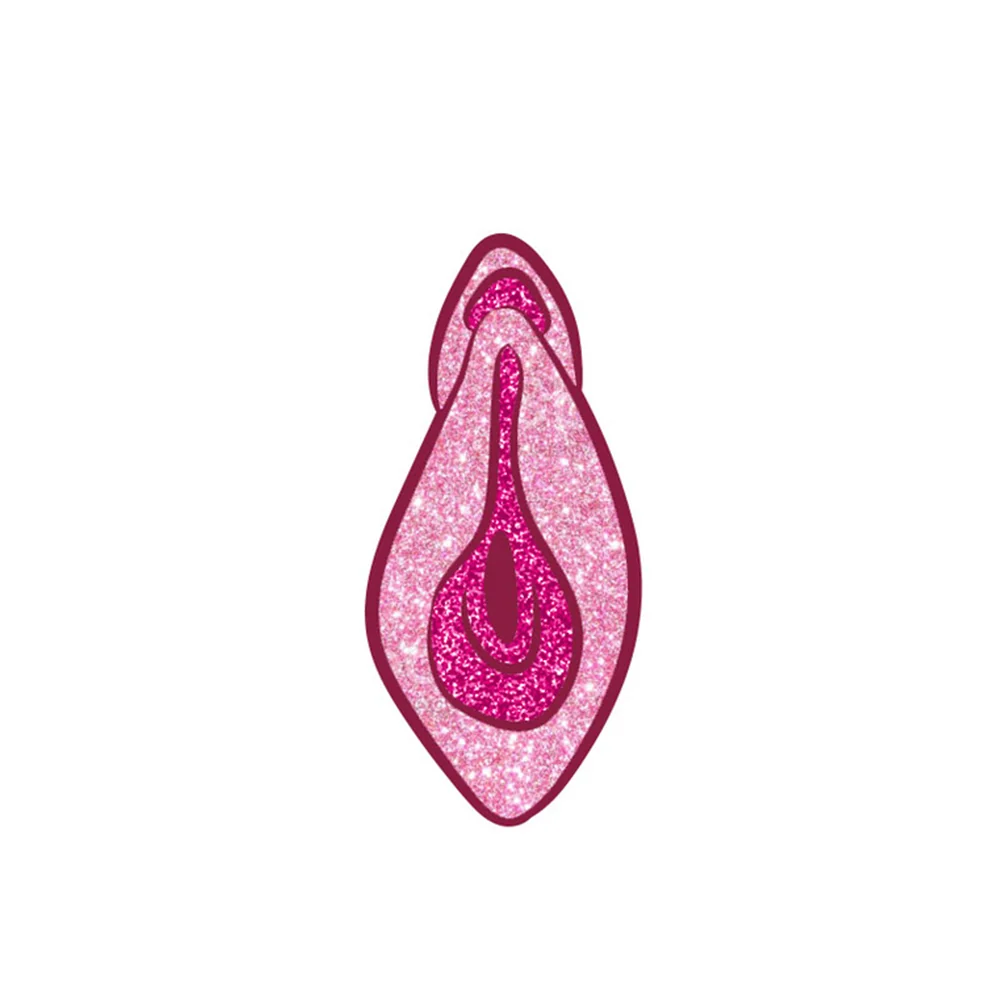 Pink Glitter Vulva Enamel Lapel Pin for Jackets and Bags