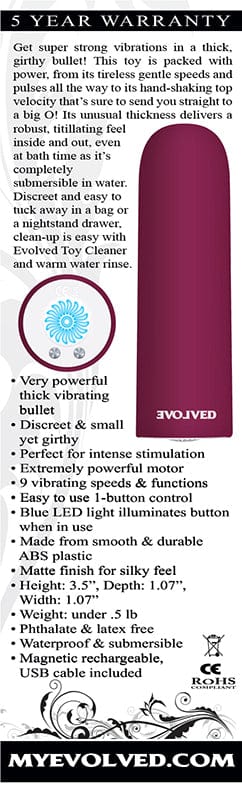 Evolved Mighty Thick Girthy Vibrating Bullet, Waterproof