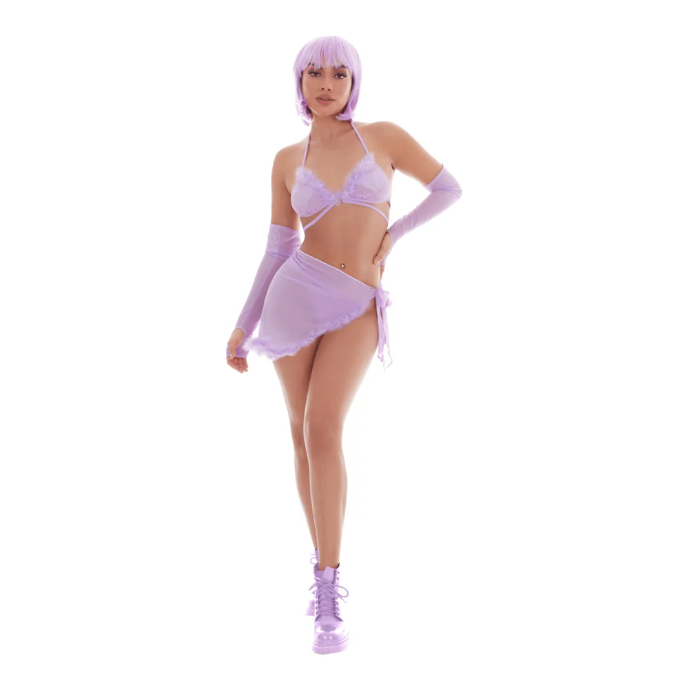Kandi House Feeling Fuzzy Plush Bralette and Booty Shorts Set