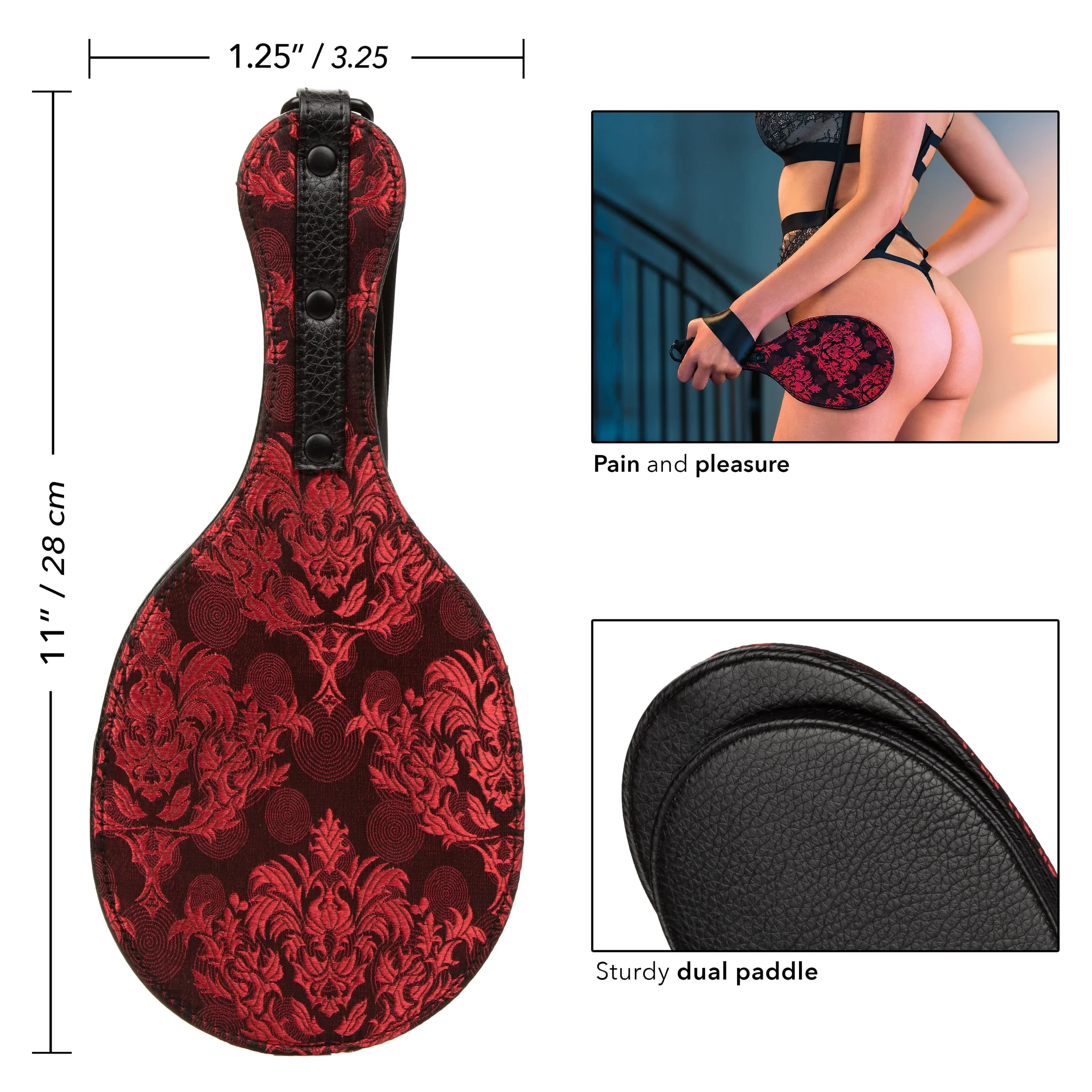 Scandal Round Double Paddle with Leatherette Interior and Brocade Exterior