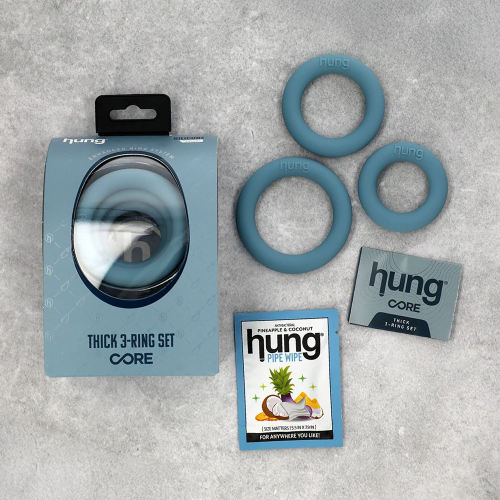Hung Thick 3-Ring Set Platinum-Grade Silicone Cock Rings
