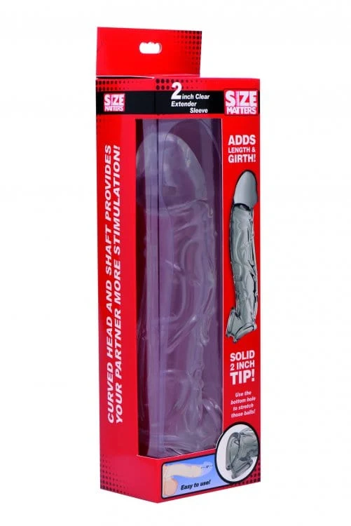 Size Matters 2 Inch Penis Extender Sleeve in Clear with Realistic Texture