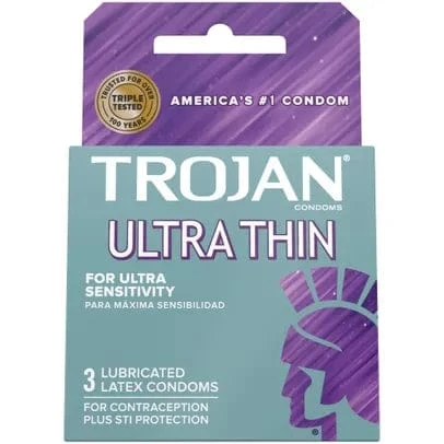 Trojan Sensitivity Ultra Thin Condoms 3pk with Premium Lubricant