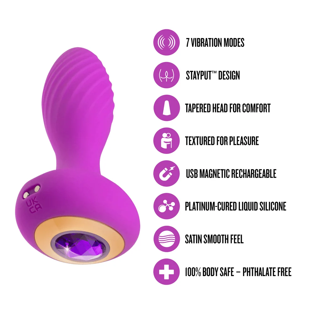 Blush Oh My Gem Charm Anal Plug with Glowing Amethyst Base