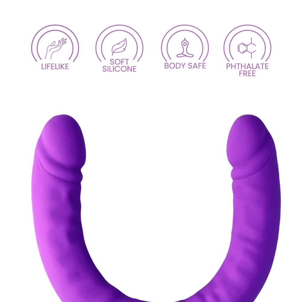 Ruse 18 Inch Slim Double Silicone Dildo in Purple