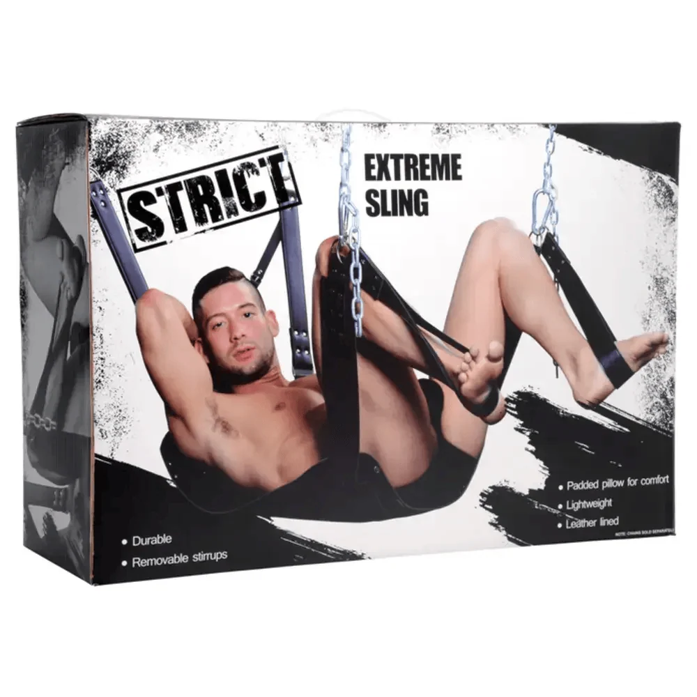 Strict Extreme Bondage 重型皮革性爱吊床，配脚蹬环