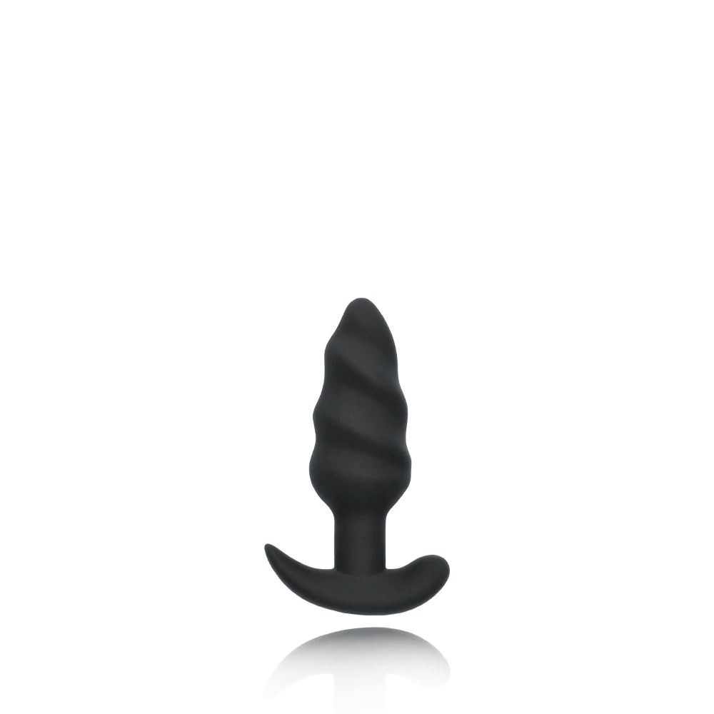 BANG! 21X Vibrating Silicone Swirl Butt Plug with Remote Control in Black