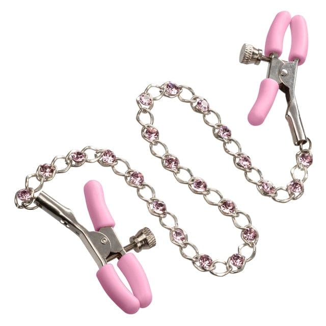 Nipple Play® 粉色水晶链乳夹，张力可调