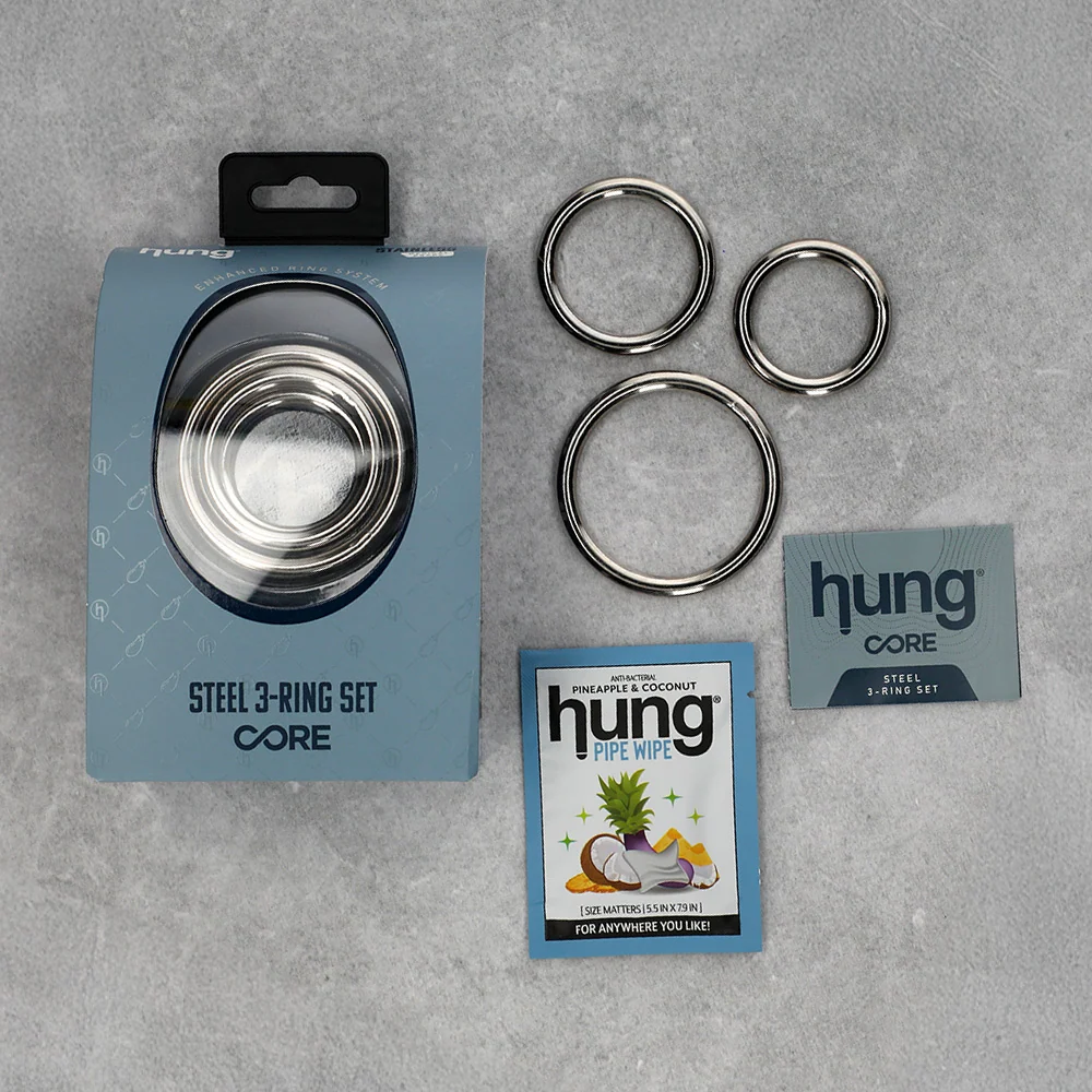 Hung Steel 3-Ring Set Weighted Stainless Steel Cock Rings