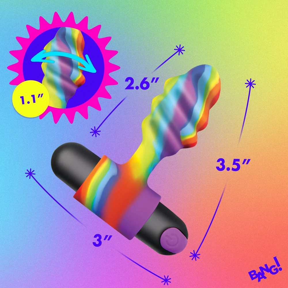 Bang! Vibrating Rainbow Corkscrew Butt Plug