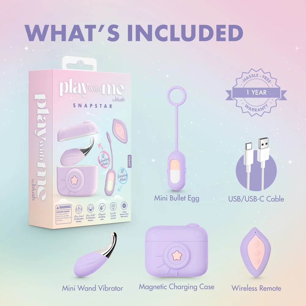 Blush Play With Me Snapstar Mini Wand and Bullet Vibrator Set