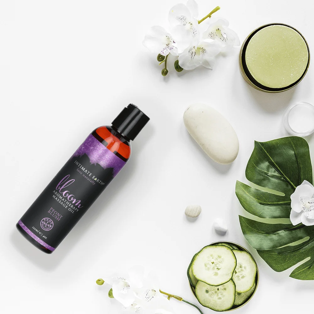 Intimate Earth Massage Oil in Fresh Cut Grass Scent