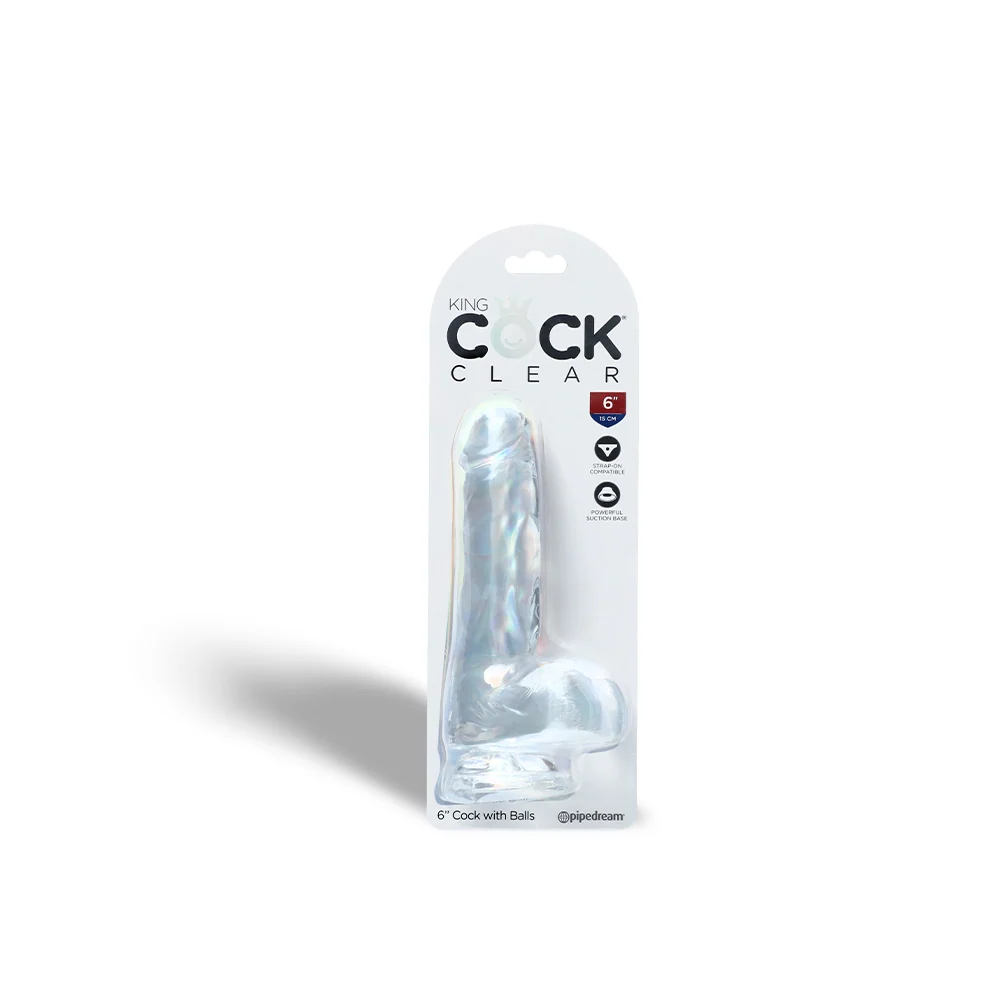 King Cock Clear Cock With Balls, Realistic Suction Cup Dildo