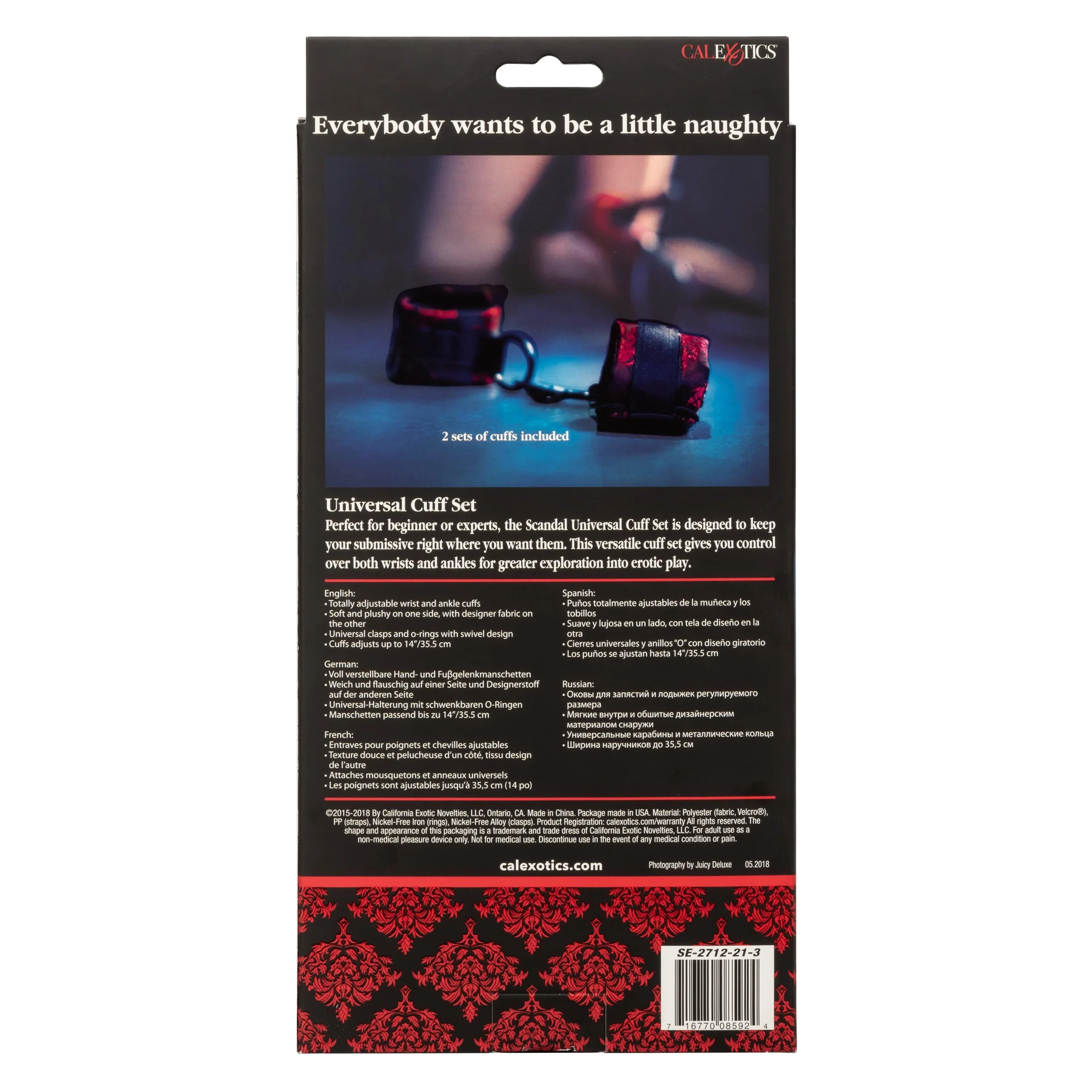 Scandal® Universal Cuff Set Adjustable Velcro Bondage Cuffs
