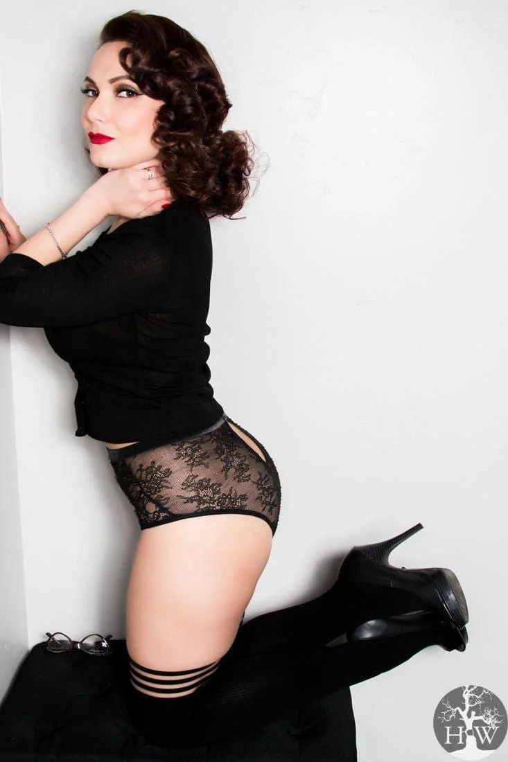 Kix'ies Danielle Black Opaque Thigh High Tights
