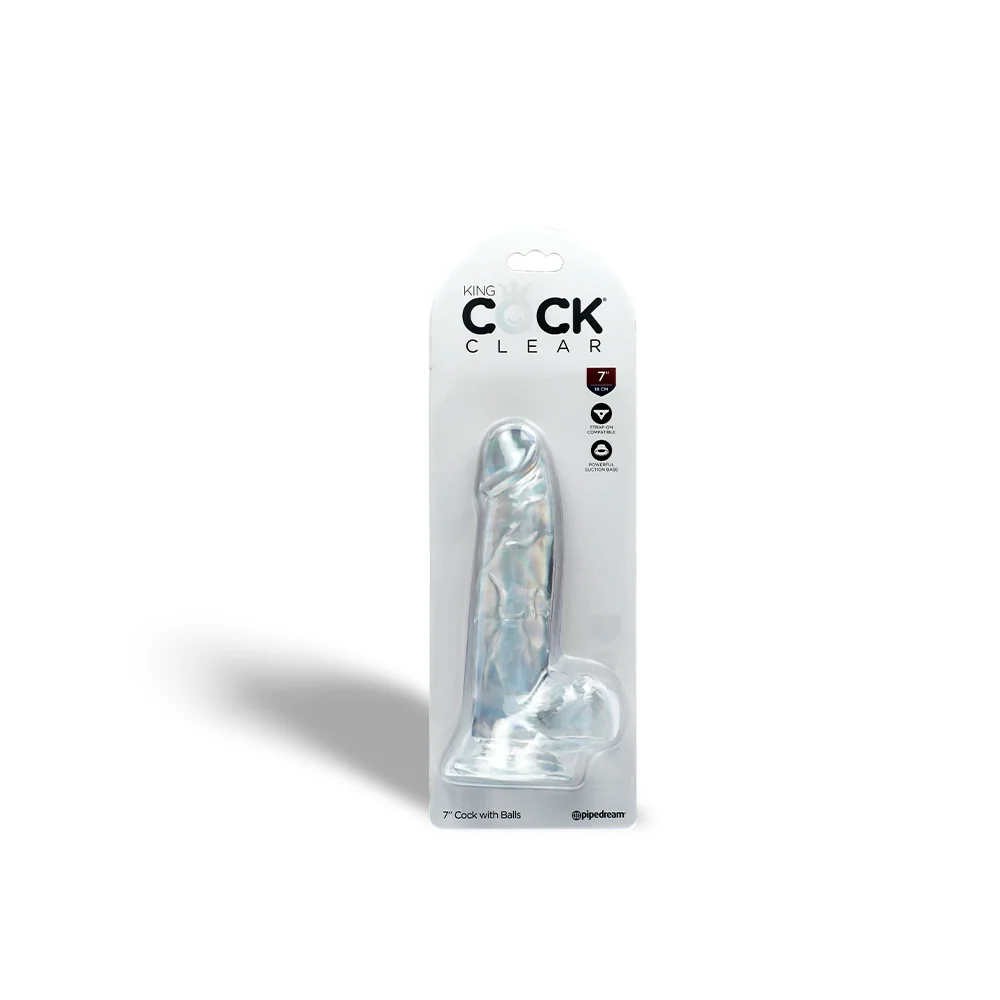 King Cock Clear Cock With Balls, Realistic Suction Cup Dildo