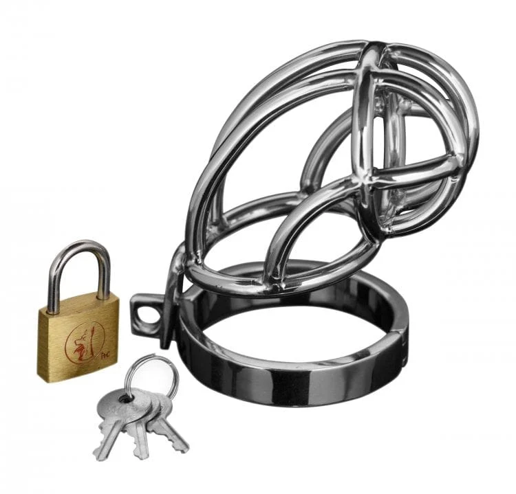 Master Series Captus Stainless Steel Locking Chastity Cage