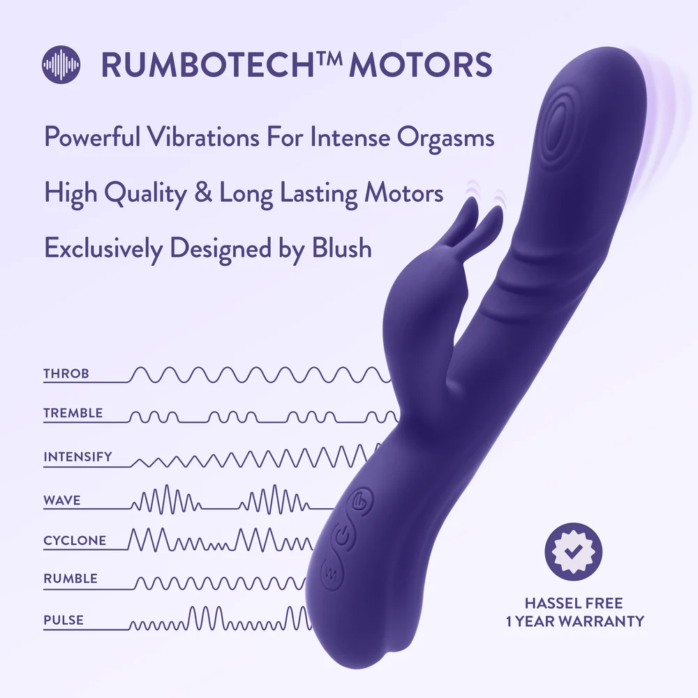 Blush Harper Midnight Rabbit Vibrator with Come-Hither G-Spot Motion