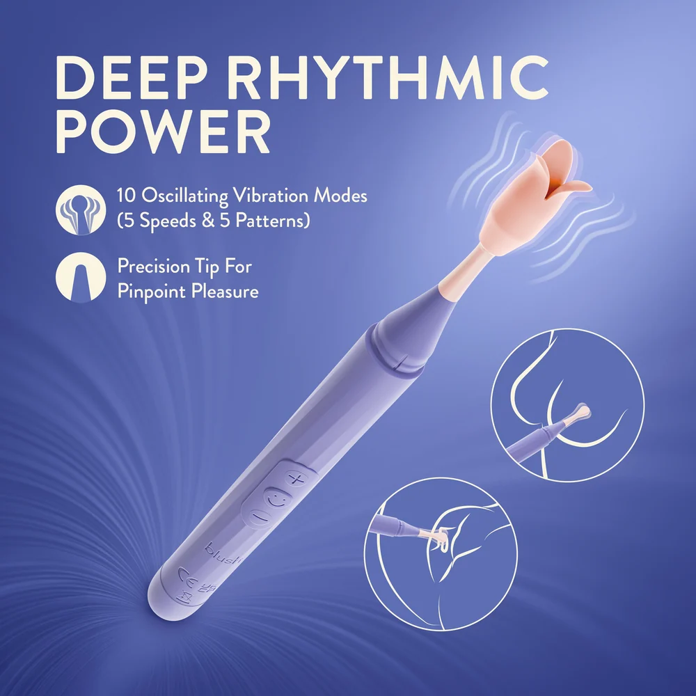 Blush Juno Oscillating Wand Clitoral Vibrator with 3 Attachments