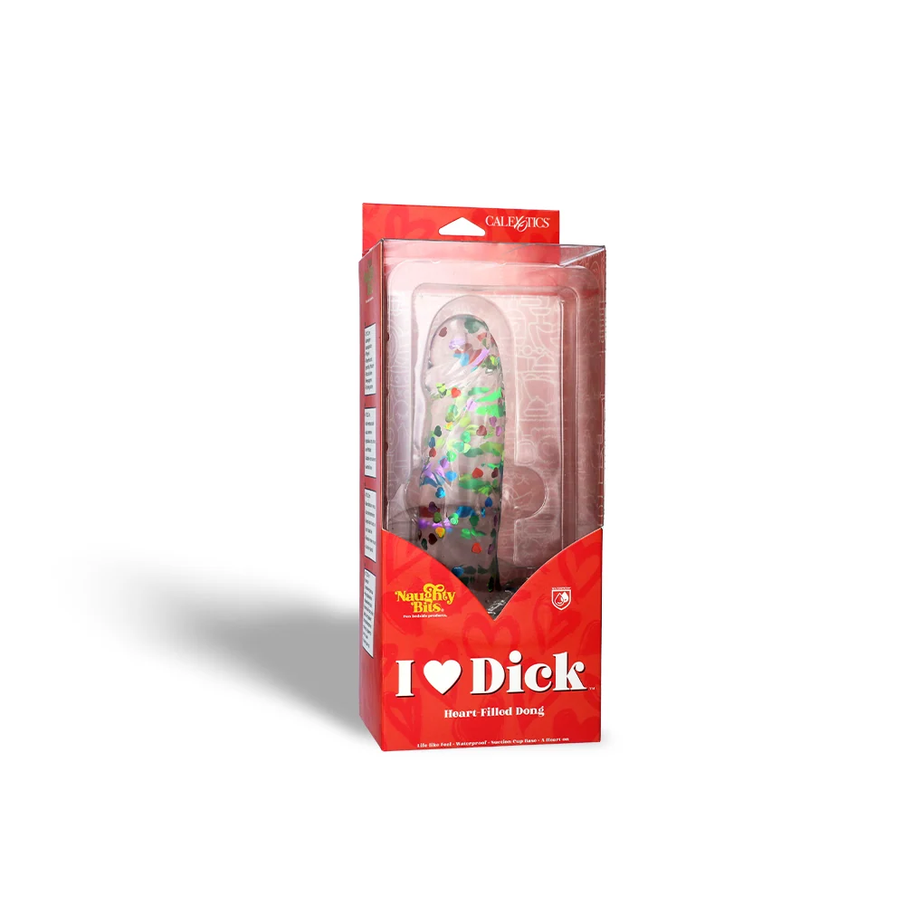 Naughty Bits® I Love Dick Heart-Filled Dong with Suction Cup Base
