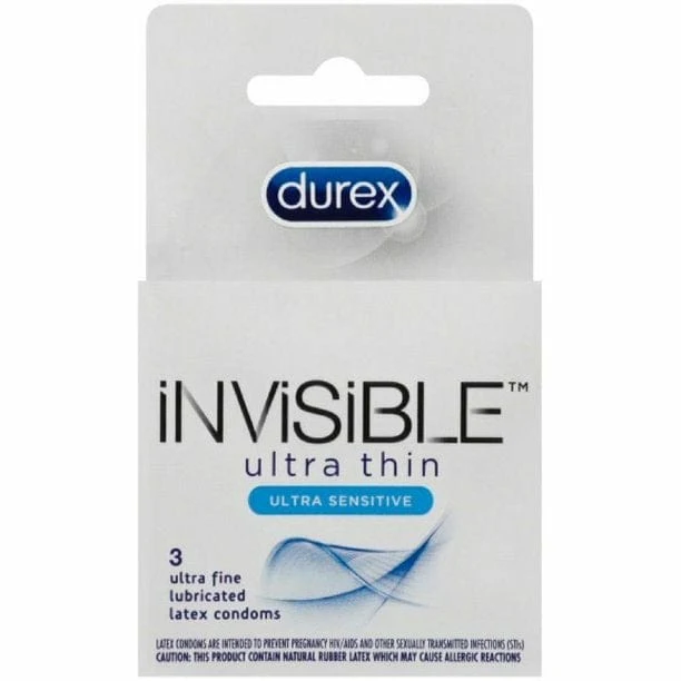 Durex Invisible Ultra Thin Lubricated Latex Condoms 3 Pack
