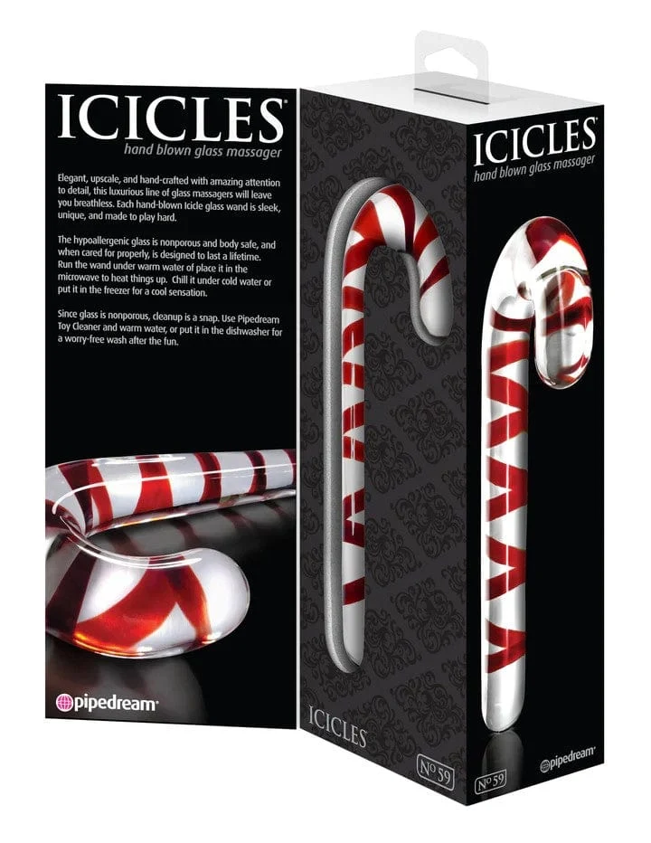 Icicles No 59 Handblown Glass Candy Cane Dildo