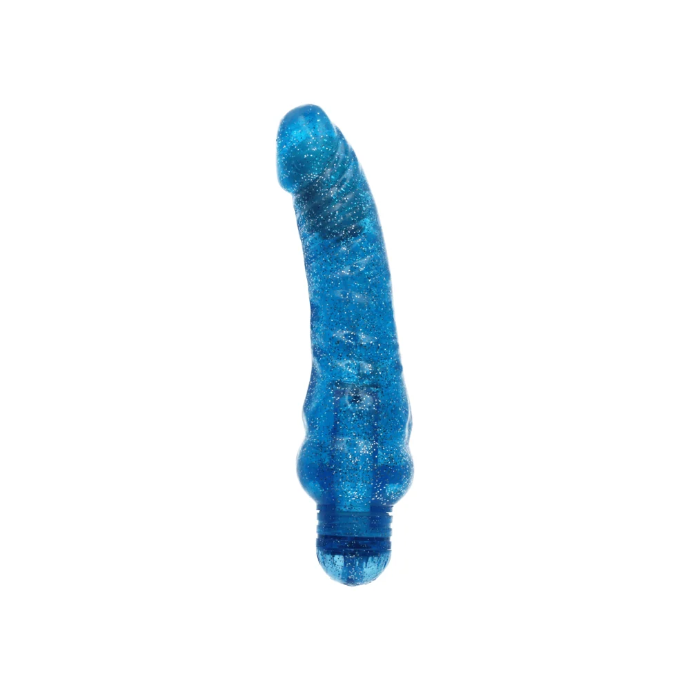 Sparkle Glitter Jack 蓝色螺纹振动器，带速度拨盘