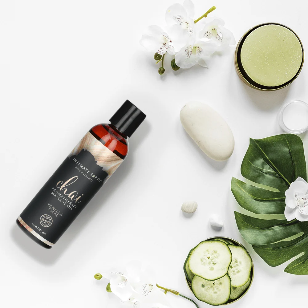 Intimate Earth Massage Oil in Fresh Cut Grass Scent